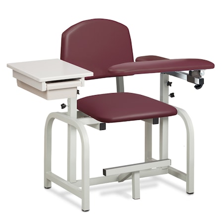 Blood Drawing Chair With Padded Flip Arm And Drawer, Black